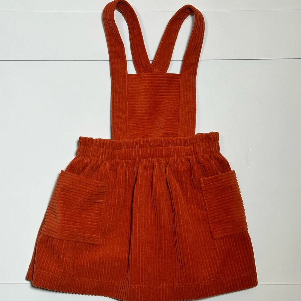 Wonder Nation Baby Girl Orange/Brown Corduroy Overall Dress Size 12M - Picture 1 of 8